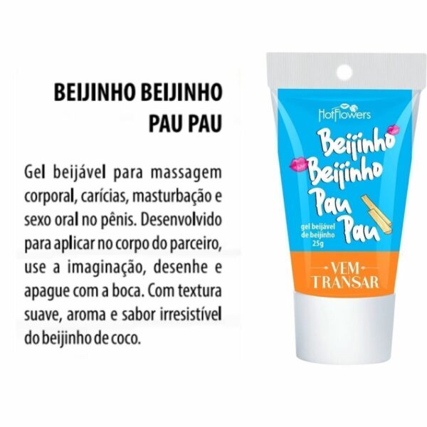 GEL PARA SEXO ORAL HOT FLOWERS LINHA ESCOLINHA DO PRAZER BEIJINHO BEIJINHO PAU PAU  15G BEIJINHO DE COCO - Imagem 4