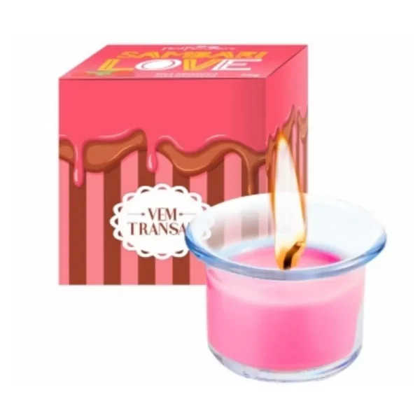 VELA BEIJÁVEL PARA MASSAGEM HOT FLOWERS LINHA ESCOLINHA DO PRAZER SAMBARILOVE 20G MORANGUETE - Imagem 2