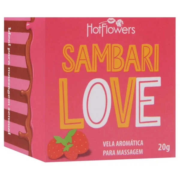 VELA BEIJÁVEL PARA MASSAGEM HOT FLOWERS LINHA ESCOLINHA DO PRAZER SAMBARILOVE 20G MORANGUETE - Imagem 3