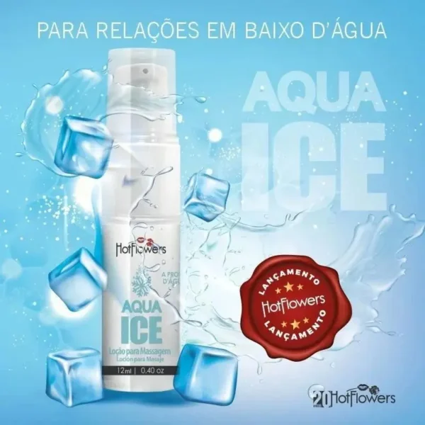 GEL LUBRIFICANTE RESISTENTE À ÁGUA TÉRMICO ESFRIA HOT FLOWERS AQUA ICE 12ML - Imagem 3