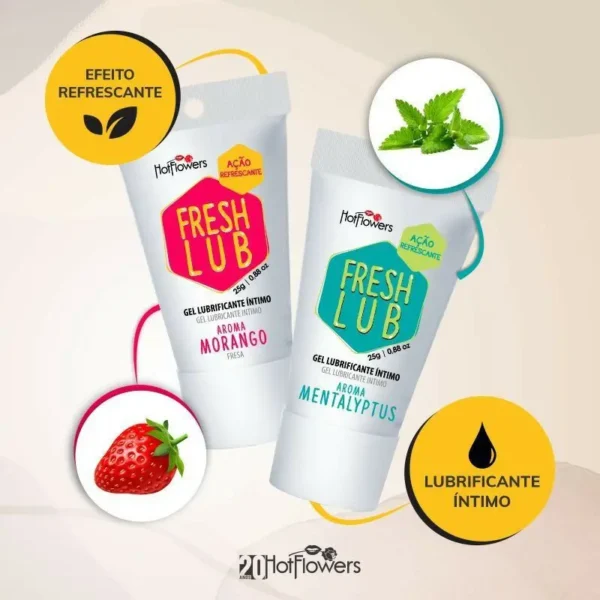 GEL EXCITANTE BEIJÁVEL UNISSEX SABORIZADO HOT FLOWERS FRESH LUB 25G 2 SABORES - Imagem 4