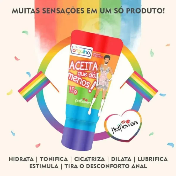 GEL LUBRIFICANTE A BASE D'ÁGUA HOT FLOWERS ACEITA QUE DÓI MENOS 15G - Imagem 2