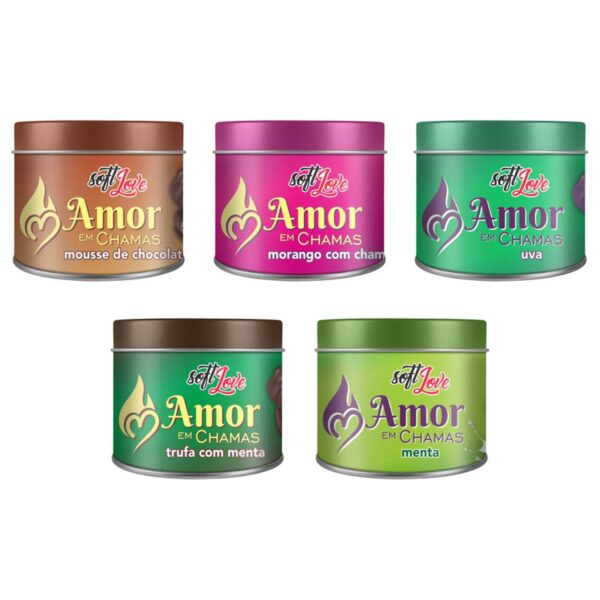 VELA AROMÁTICA AFRODISÍACA PARA MASSAGEM SOFT LOVE  AMOR EM CHAMAS 5 AROMAS 50ML LATA COLECIONÁVEL