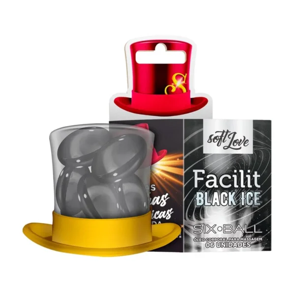 BOLINHAS EXPLOSIVAS GEL BEIJÁVEL SABORIZADO SOFT LOVE SIX BALLS COMBO FACILIT BLACK ICE 6 UNIDADES