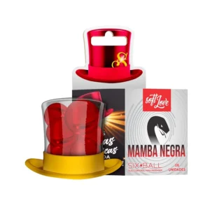 BOLINHAS EXPLOSIVAS GEL BEIJÁVEL SABORIZADO SOFT LOVE SIX BALLS COMBO MAMBA NEGRA 6 UNIDADES