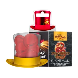 BOLINHAS EXPLOSIVAS GEL BEIJÁVEL SABORIZADO SOFT LOVE SIX BALLS COMBO DRAGON FIRE 6 UNIDADES