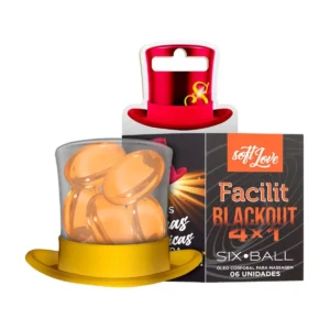 BOLINHAS EXPLOSIVAS GEL BEIJÁVEL SABORIZADO SOFT LOVE SIX BALLS COMBO FACILIT BLACKOUT 6 UNIDADES