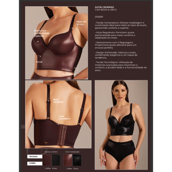 SUTIÃ CROPPED COM ARCO E BOJO DIMODAS 206569 - Imagem 3