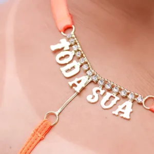 CALCINHA PERSONALIZÁVEL STRASS TALLYTA 4193 TAMANHO ÚNICO LARANJA NEON