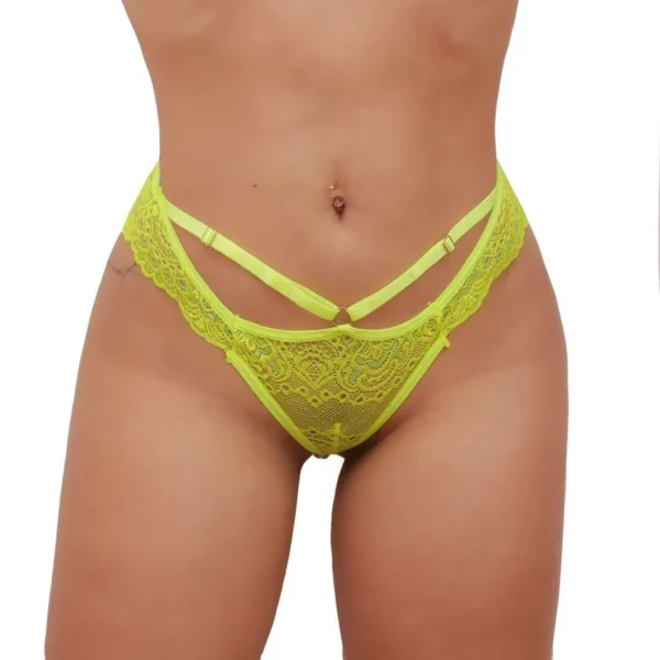 CALCINHA TAILANDESA TALLYTA EM RENDA PERSONALIZÁVEL TAMANHO ÚNICO 3 CORES - Imagem 2