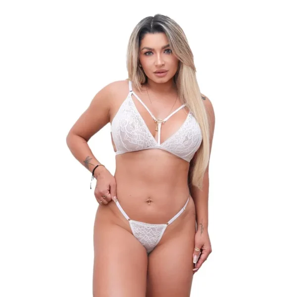 CONJUNTO CINDERELA RENDADO COM STRAPPY TALLYTA 1460 P M G GG 3 CORES - Imagem 5