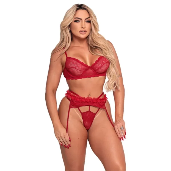 CONJUNTO ATREVIDA COM CINTA LIGA TALLYTA 1479 P M G GG 2 CORES - Imagem 2