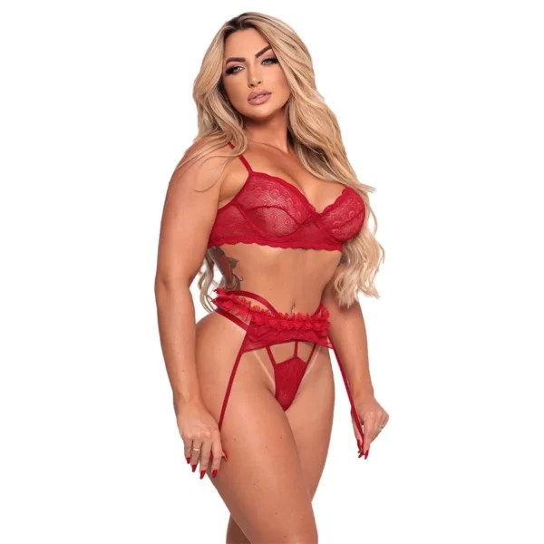 CONJUNTO ATREVIDA COM CINTA LIGA TALLYTA 1479 P M G GG 2 CORES