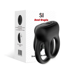 ANEL PENIANO DUPLO COM VIBRADOR SI BATERIA RECARREGÁVEL USB 9 MODOS DE VIBRAÇÃO - SI8693