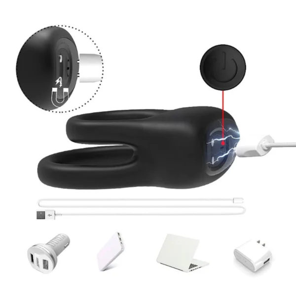 ANEL PENIANO DUPLO COM VIBRADOR SI BATERIA RECARREGÁVEL USB 9 MODOS DE VIBRAÇÃO - SI8693 - Imagem 4