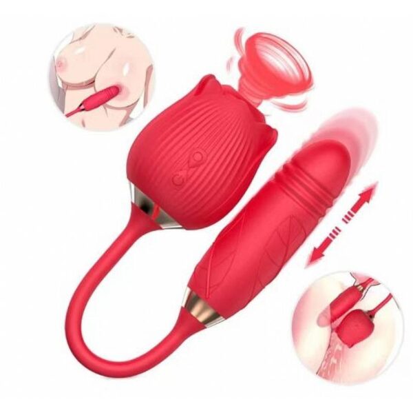 VIBRADOR DE PONTO G E CLITORIS COM VAI E VEM - FORMATO DE ROSA-GREEBABY - SI7633 (CONSULTE CORES) - Imagem 2