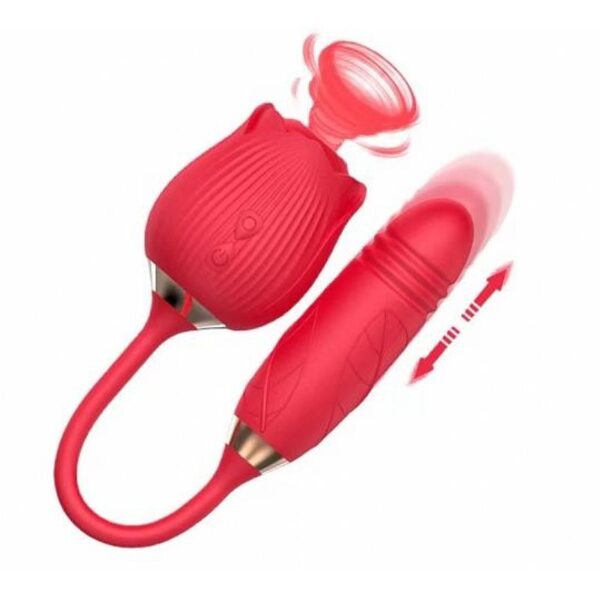 VIBRADOR DE PONTO G E CLITORIS COM VAI E VEM - FORMATO DE ROSA-GREEBABY - SI7633 (CONSULTE CORES) - Imagem 4