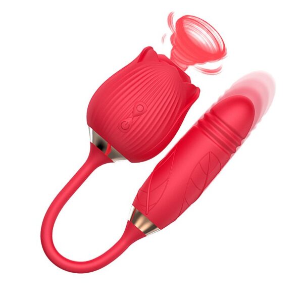 VIBRADOR DE PONTO G E CLITORIS COM VAI E VEM - FORMATO DE ROSA-GREEBABY - SI7633 (CONSULTE CORES) - Imagem 8