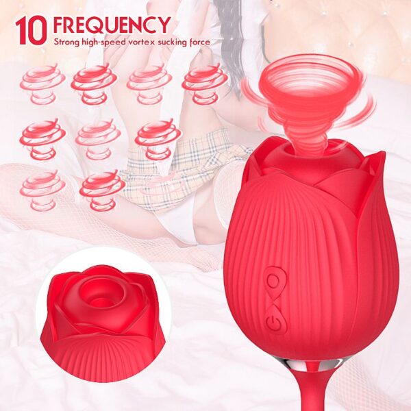 VIBRADOR DE PONTO G E CLITORIS COM VAI E VEM - FORMATO DE ROSA-GREEBABY - SI7633 (CONSULTE CORES) - Imagem 5