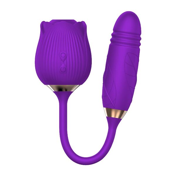VIBRADOR DE PONTO G E CLITORIS COM VAI E VEM - FORMATO DE ROSA-GREEBABY - SI7633 (CONSULTE CORES) - Imagem 6
