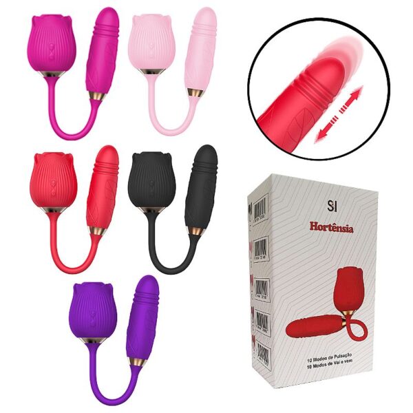 VIBRADOR DE PONTO G E CLITORIS COM VAI E VEM - FORMATO DE ROSA-GREEBABY - SI7633 (CONSULTE CORES) - Imagem 9