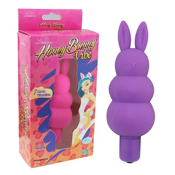 VIBRADOR BUNNY EM PURO SILICONE COM 7 VIBRAÇÕES - TOQUE AVELUDADO - APHRODISIA - SI5311 (CONSULTE CORES) - Imagem 4