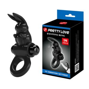 ANEL PENIANO FORMATO DE COELHO COM VIBRADOR - PRETTY LOVE - SI7111