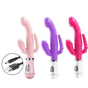 VIBRADOR DE PONTO G E CLITÓRIS - JELLY - RECARREGÁVEL - 3 EM 1 - SI7581 (CONSULTE CORES)