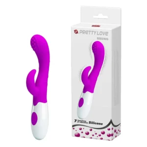 VIBRADOR SILICONE COM ESTIMULADOR DE CLITÓRIS À PILHA 7 VIBRAÇÕES PRETTY LOVE BRUNO BAILE BI-014218-1