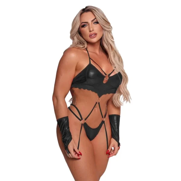 BODY GAROTA SAFADA COM LUVA TALLYTA 5103 TAMANHO ÚNICO 2 CORES - Imagem 5