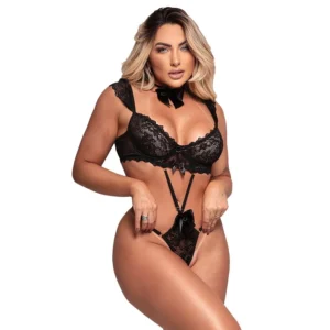 BODY PRESENTE SURPRESA RENDADO COM COLAR DE LAÇO TALLYTA 5112 P M G GG 2 CORES
