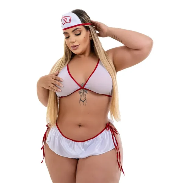 FANTASIA ENFERMEIRA PLUS TALLYTA 6.235 TAMANHO ÚNICO G1 BRANCO/VERMELHO