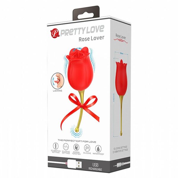 ROSA ESTIMULADORA DE CLITÓRIS E DE PONTO G 12 MODOS DE VIBRAÇÕES 12 MODOS DE LAMBIDAS PRETTY LOVE ROSE LOVER SI7376 - Imagem 3