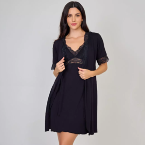 ROBE MAMMY VISCOSE E RENDA COM AMARRAÇÃO ABERTURA FRONTAL P M G GG XGG 3 CORES MIMAR 171-7003 (CONSULTE DISPONIBIDADE)