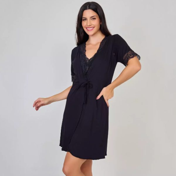 ROBE MAMMY VISCOSE E RENDA COM AMARRAÇÃO ABERTURA FRONTAL P M G GG XGG 3 CORES MIMAR 171-7003 (CONSULTE DISPONIBIDADE) - Imagem 6