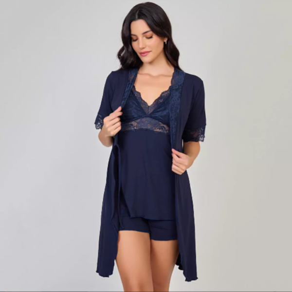 ROBE MAMMY VISCOSE E RENDA COM AMARRAÇÃO ABERTURA FRONTAL P M G GG XGG 3 CORES MIMAR 171-7003 (CONSULTE DISPONIBIDADE) - Imagem 4