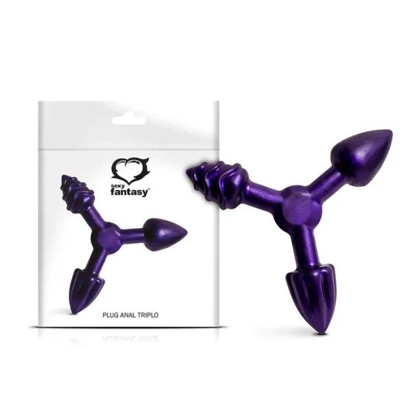 PLUG ANAL TRIPLO COM TAMANHOS E TEXTURAS DIFERENTES SEXY FANTASY EL011 ROXO - Imagem 2