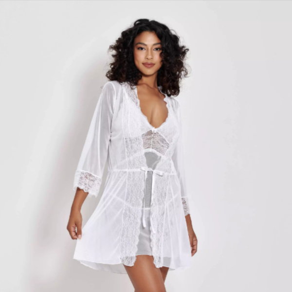 KIT AMORE CAMISOLA E ROBE EM TULE COM DETALHES EM RENDA P M G GG 5 CORES MIMAR 425-1007 - Imagem 9