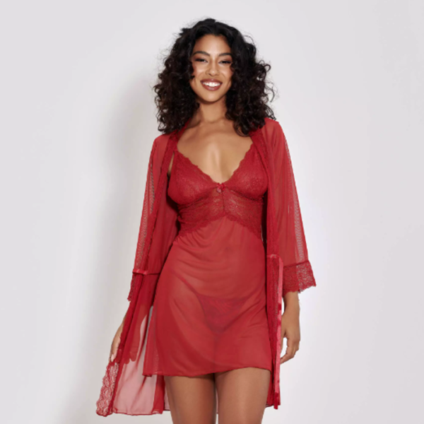 KIT AMORE CAMISOLA E ROBE EM TULE COM DETALHES EM RENDA P M G GG 5 CORES MIMAR 425-1007 - Imagem 11
