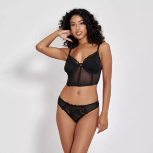 CONJUNTO DE CALCINHA E CORSELET SEM BOJO E COM ARO EM RENDA E TULE P M G GG 2 CORES MIMAR 890-0419