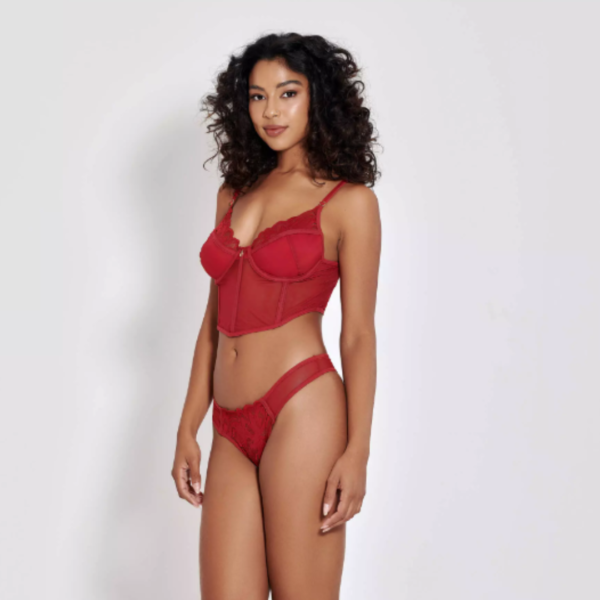 CONJUNTO DE CALCINHA E CORSELET SEM BOJO E COM ARO EM RENDA E TULE P M G GG 2 CORES MIMAR 890-0419 - Imagem 4