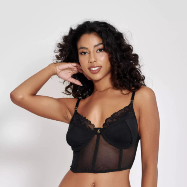 CONJUNTO DE CALCINHA E CORSELET SEM BOJO E COM ARO EM RENDA E TULE P M G GG 2 CORES MIMAR 890-0419 - Imagem 7