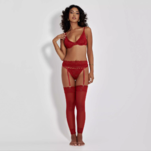 CONJUNTO THALITA DE CINTA LINGA SEM BOJO E COM ARO EM RENDA E TULE P M G GG 2 CORES MIMAR 890-0422
