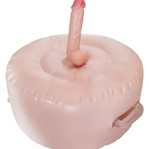PUFF INFLÁVEL COM PRÓTESE 21X4X6CM COM 10 MODOS DE VIBRAÇÃO RECARREGÁVEL USB E CONTROLE REMOTO FUCK SEAT JYDS-001