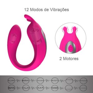 VIBRADOR DE CASAL COM CONTROLE REMOTO SEM FIO RECARREGÁVEL USB 2 MOTORES 12 MODOS DE VIBRAÇÃO MODY SI7403