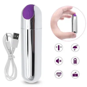 BULLET VIBRADOR CROMADO RECARREGÁVEL USB 10 MODOS DE VIBRAÇÃO YAFFA YSDF012