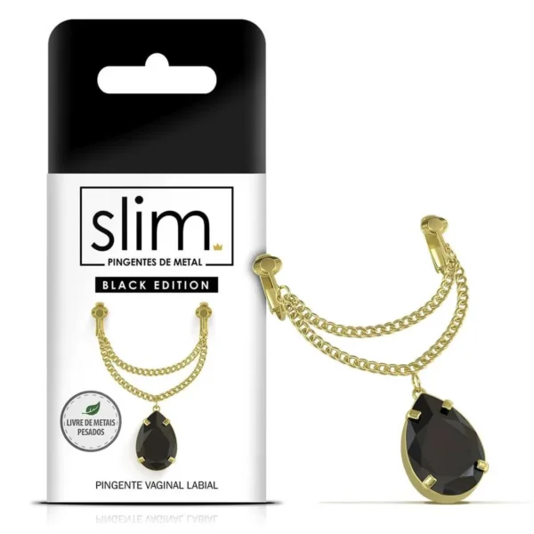 PINGENTE VAGINAL LABIAL COM PEDRA SLIM BLACK EDITION MT051