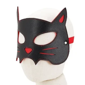 MÁSCARA DE COURO ARTIFICIAL FORMATO GATINHO 6591