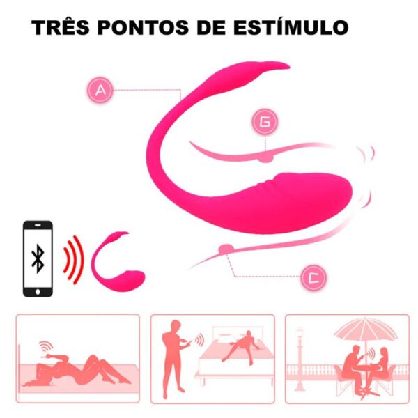 ESTIMULADOR DE PONTO E CLITÓRIS RECARREGÁVEL EM SILICONE COM 4 MODOS DE VIBRAÇÃO E CONTROLE VIA APP BLUETOOTH VIVID - Imagem 3