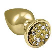 PLUG ANAL EM METAL DOURADO COM PEDRAS CRAVEJADAS SLIM MT047
